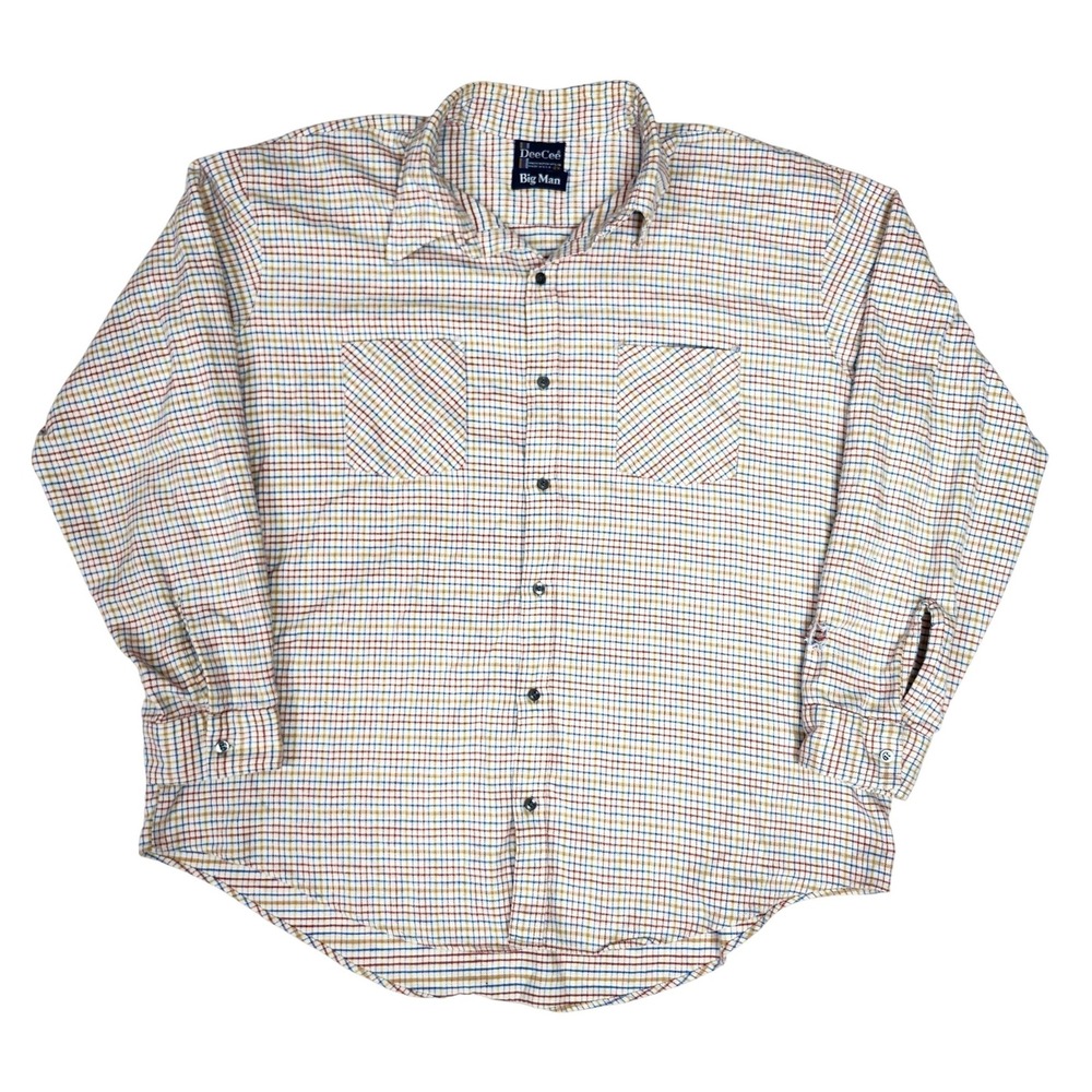Vintage 70s DeeCee Big Man Plaid Flannel Shirt 2X USA Workwear Washington Mfg